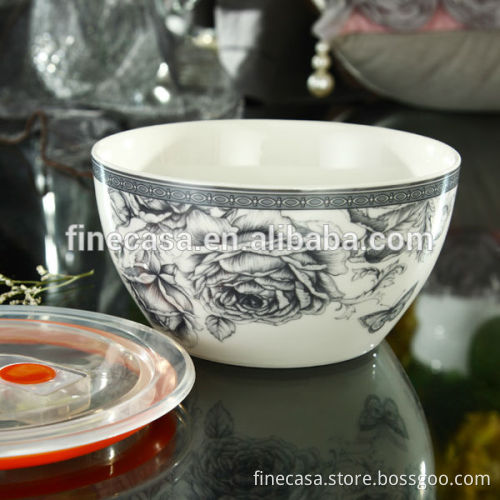Elegant Ceramic Soup Bowls with Lids of Nocturne